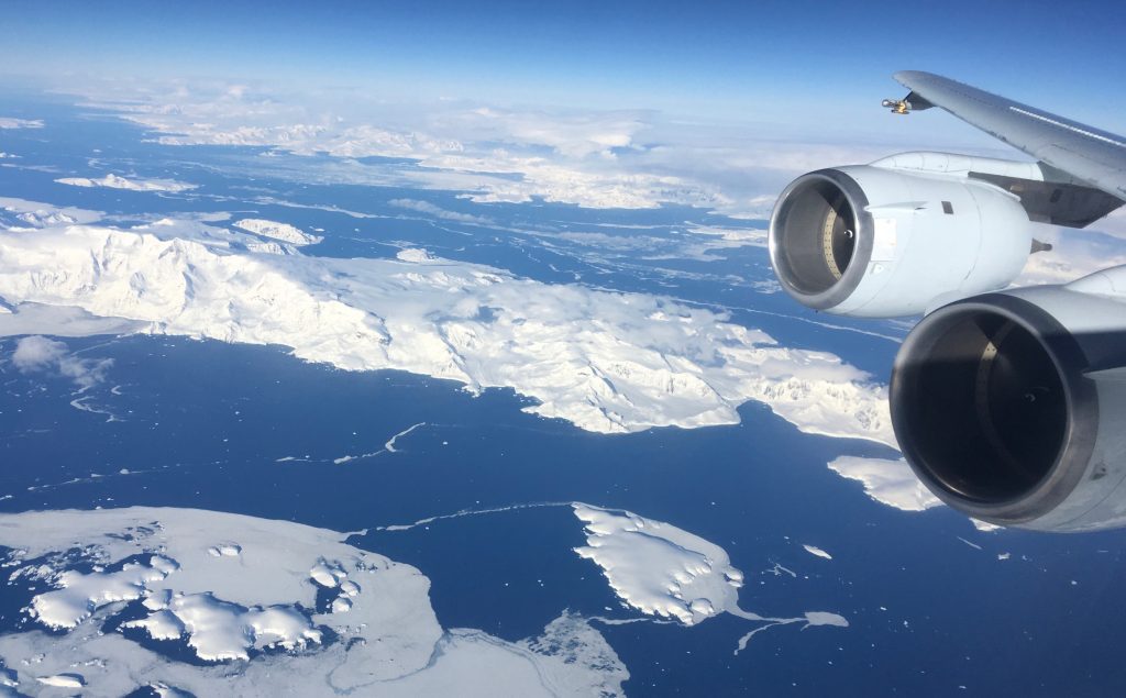 The NASA DC-8 approaches Antarctica on Oct. 14