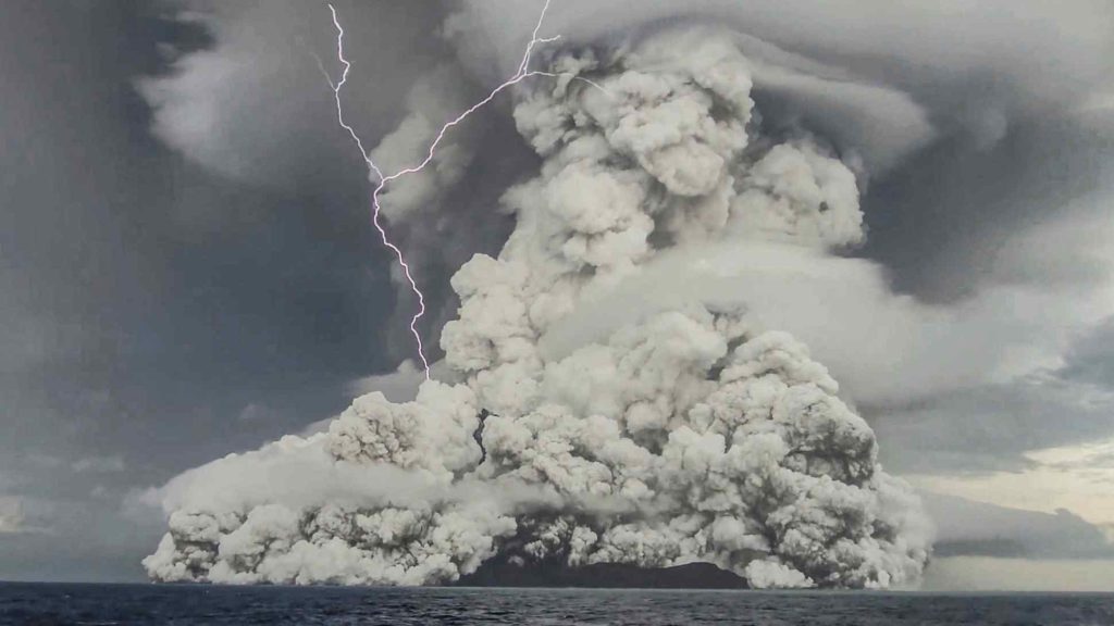 The Hunga Tonga - Hunga Ha'apai volcano erupted on 15 January 2022. Photo: Tonga Geological Services