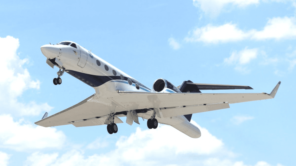 The G-IV is a twin-engine jet piloted by NOAA Corps officers and crewed by NOAA civilian engineers and meteorologists. Its primary mission is to fly tropical cyclone surveillance missions. (NOAA)