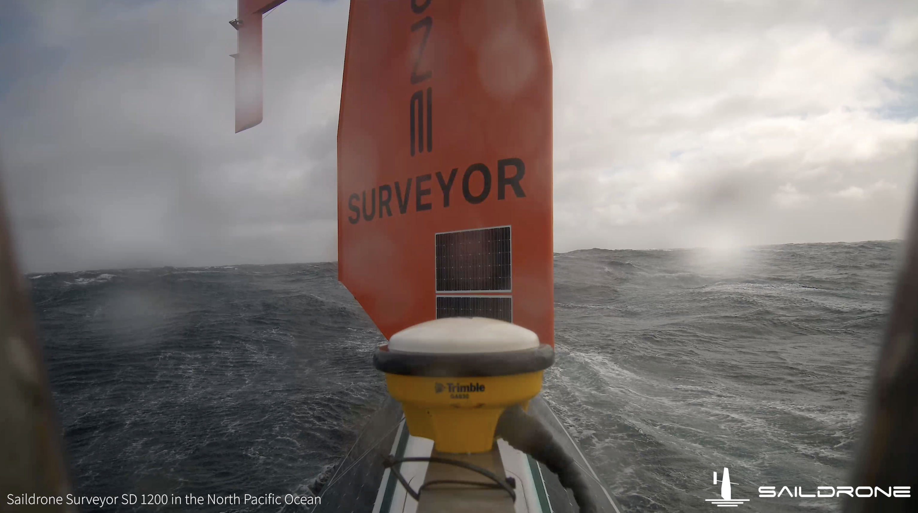 The Saildrone Surveyor in the North Pacific Ocean during its transit from the Aleutian Islands to its home port in Alameda