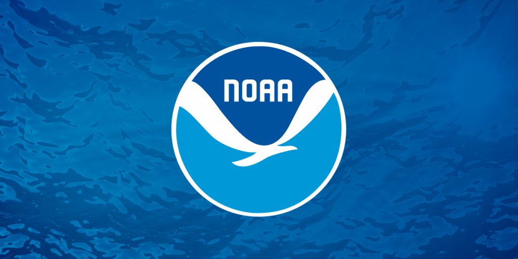 NOAA logo over waves