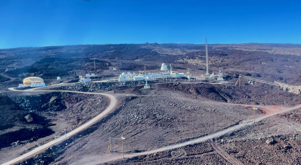 Aerial view of Mauna Loa observatory from a helicopter on Oct. 31, 2023