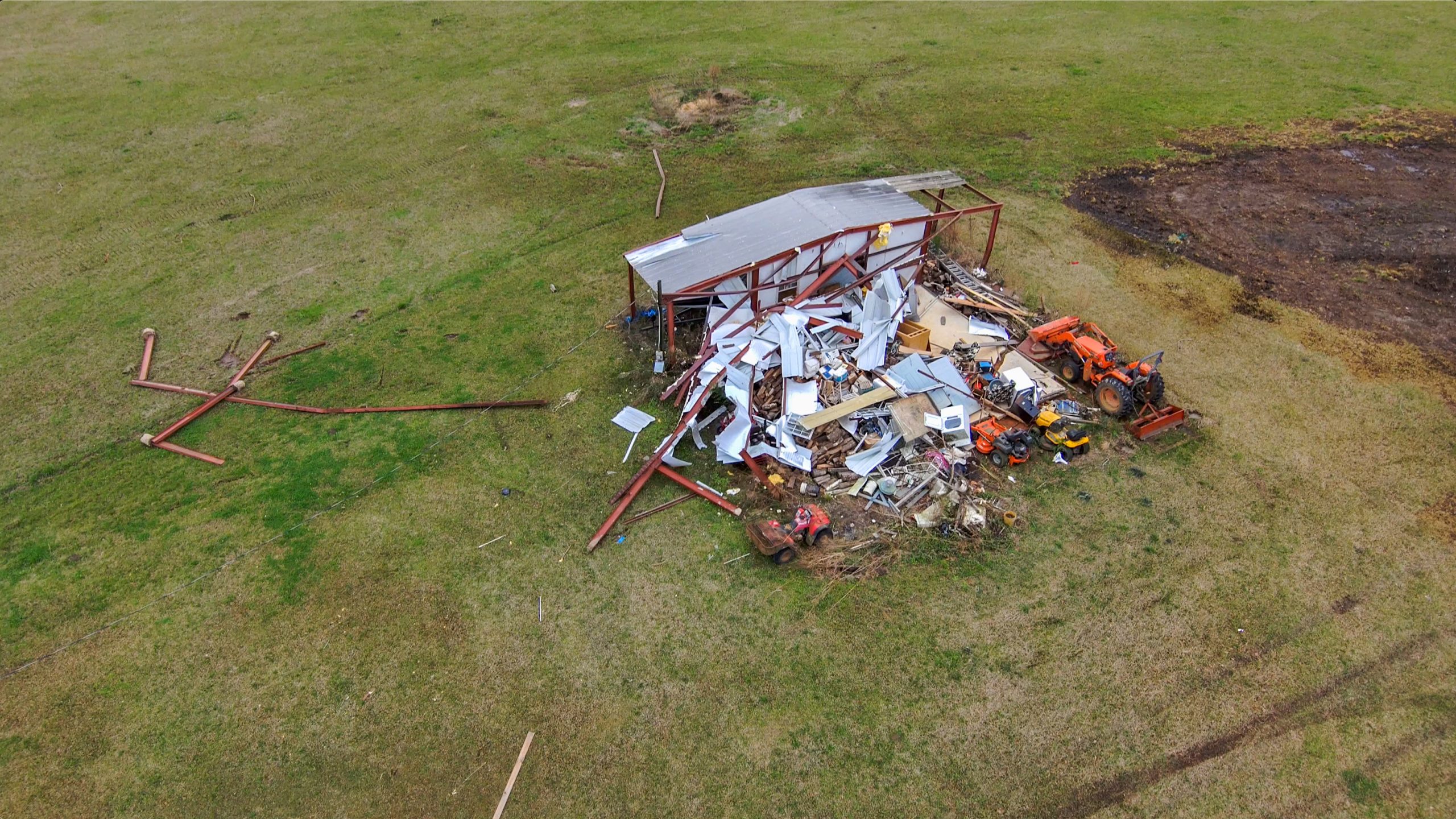 An image captured by an uncrewed aircraft from above of a home destroyed in Livingston, Alabama in March 2021. Credit: NOAA
